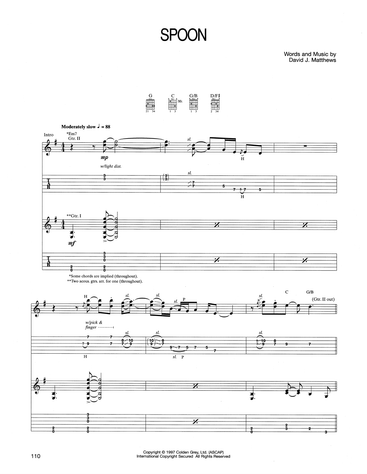 Learn to play Dave Matthews Band Spoon sheet music for Guitar Tab in minutes. Price: 7.8900$ Dave Matthews Band Spoon sheet music notes and chords arranged for Guitar Tab