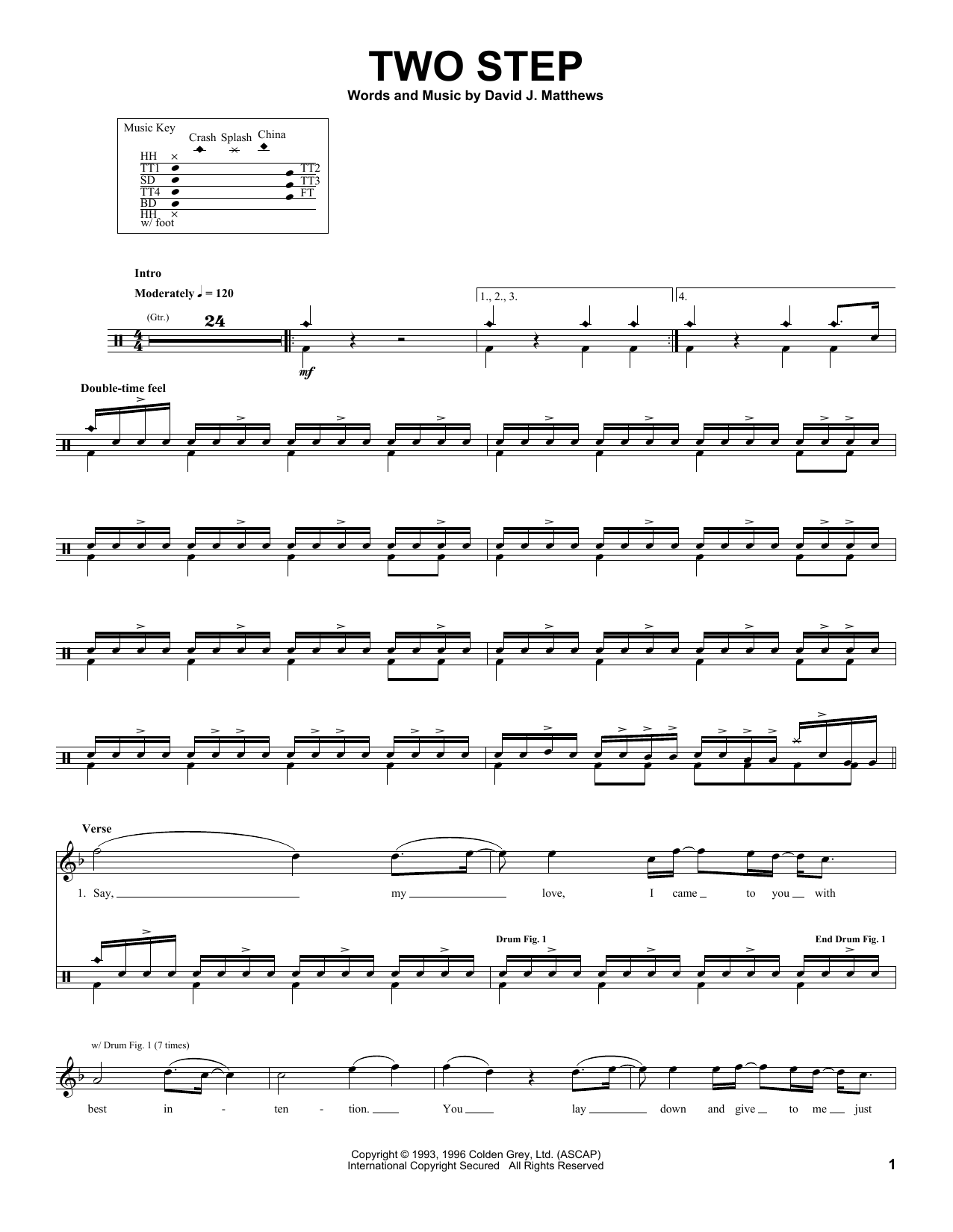 Dave Matthews Band Two Step sheet music notes and chords. Download Printable PDF.