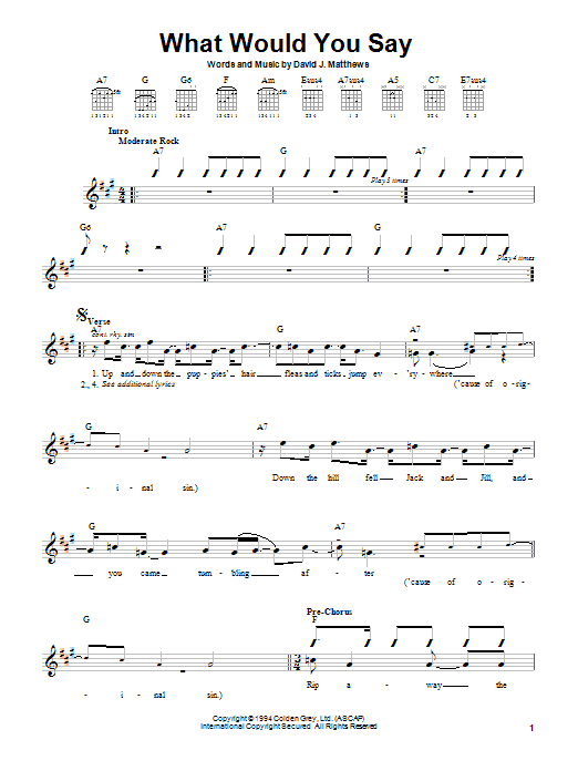 Dave Matthews Band What Would You Say sheet music notes and chords. Download Printable PDF.