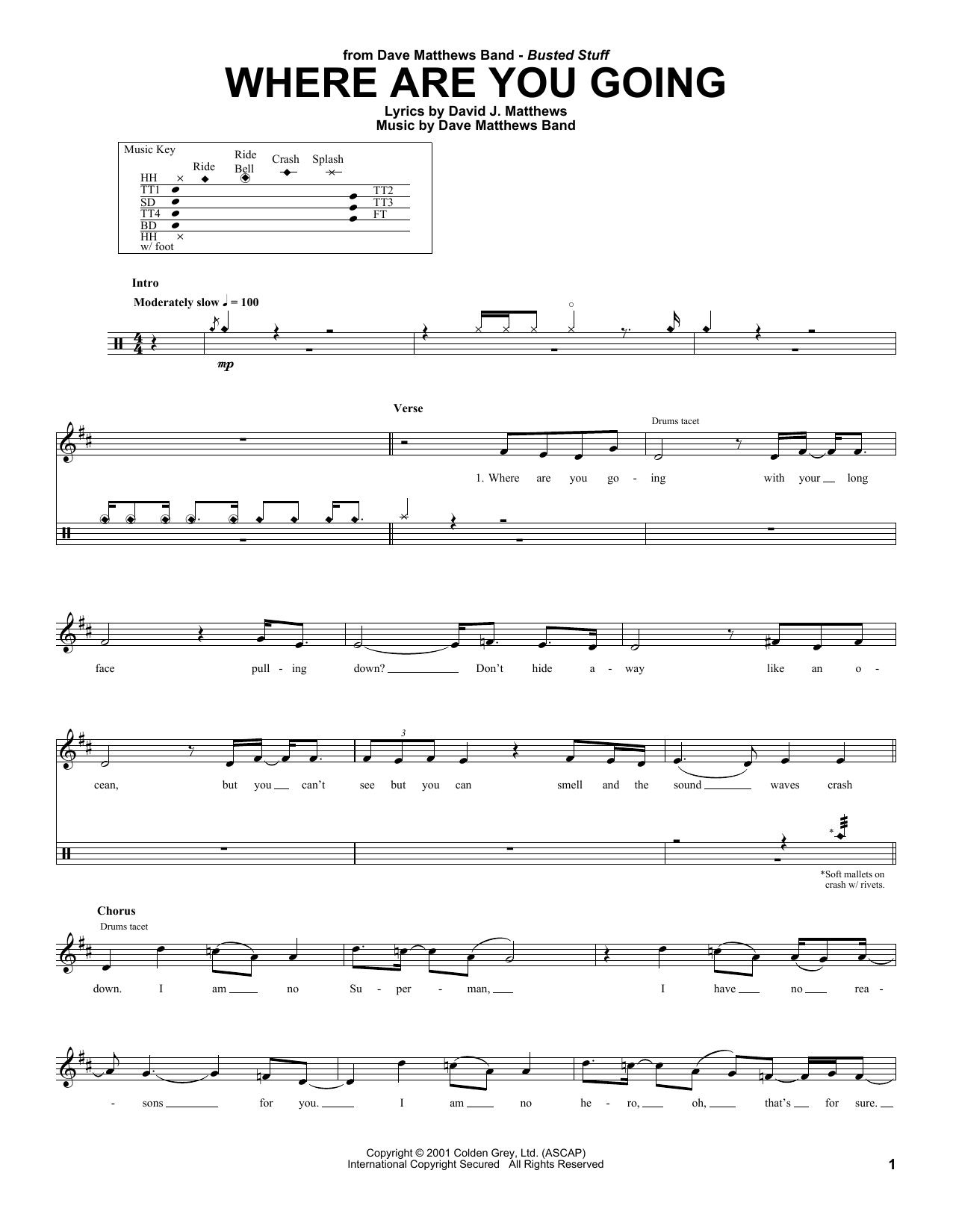 Dave Matthews Band Where Are You Going sheet music notes and chords. Download Printable PDF.