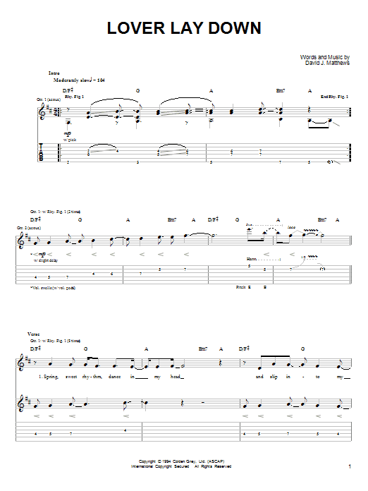 Learn to play Dave Matthews & Tim Reynolds Lover Lay Down sheet music for Guitar Tab in minutes. Price: 7.8900$ Dave Matthews & Tim Reynolds Lover Lay Down sheet music notes and chords arranged for Guitar Tab