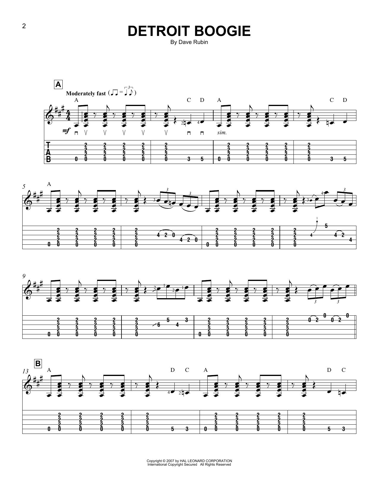 Dave Rubin Detroit Boogie sheet music notes and chords. Download Printable PDF.