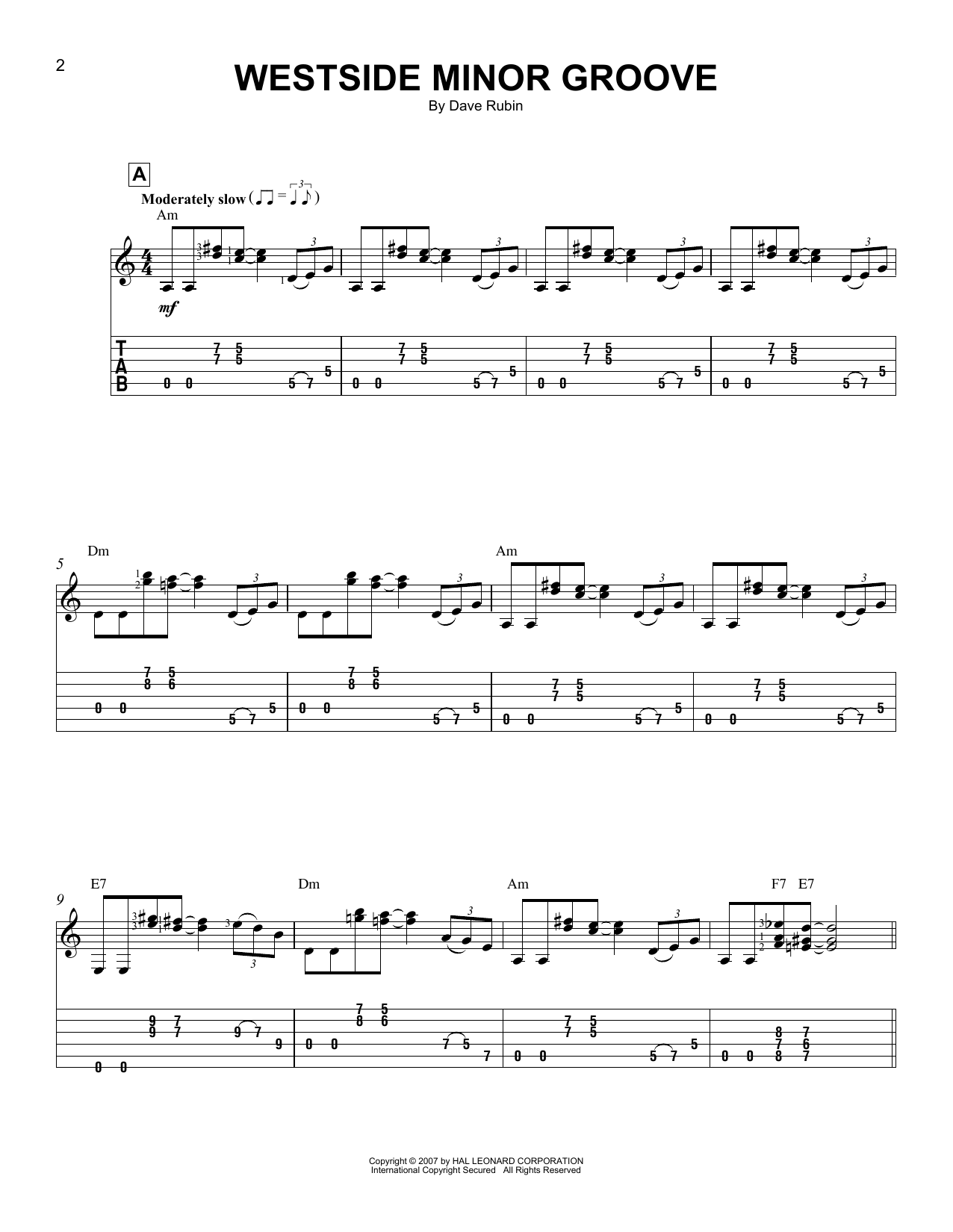 Dave Rubin Westside Minor Groove sheet music notes and chords. Download Printable PDF.