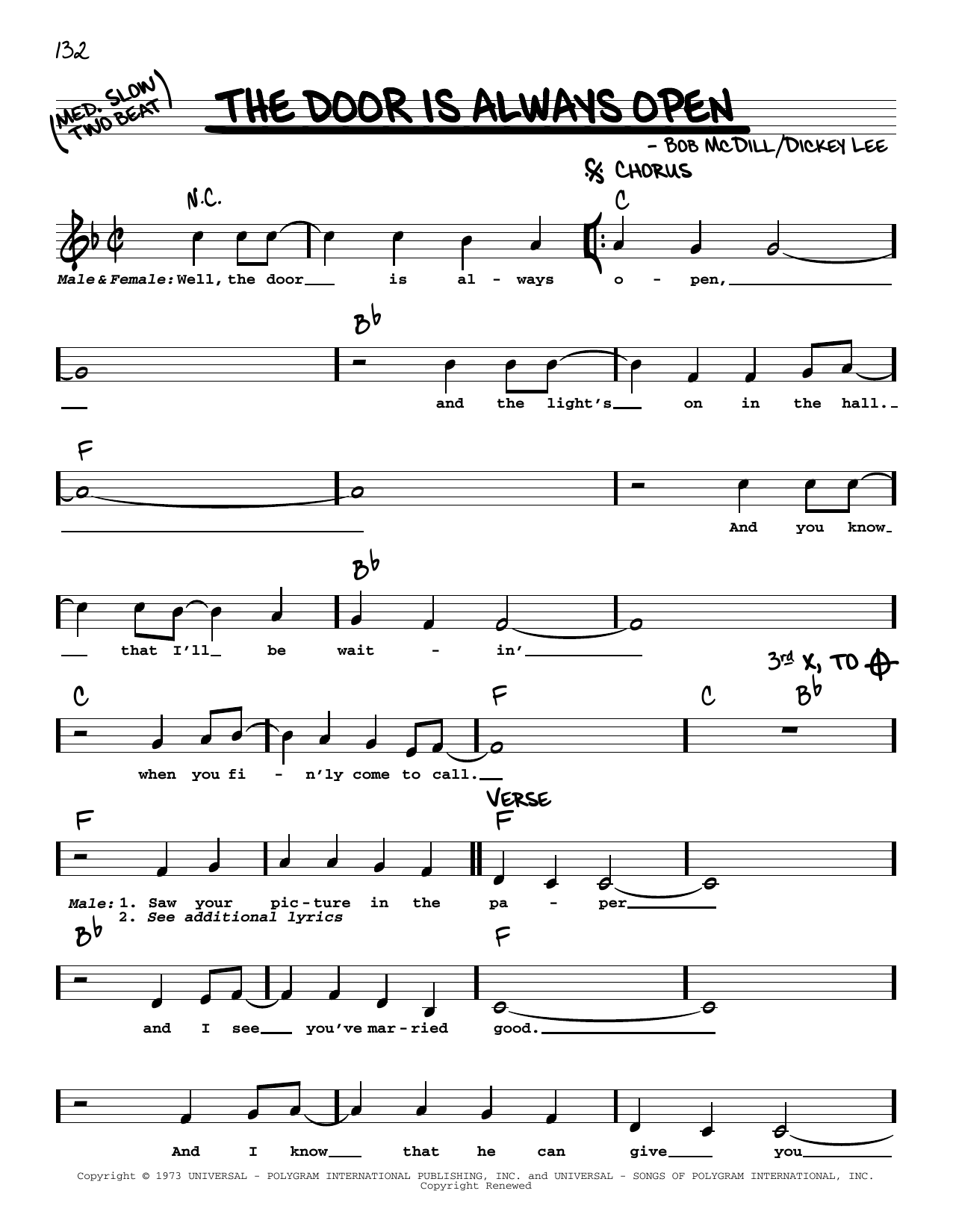Learn to play Dave & Sugar The Door Is Always Open sheet music for Real Book – Melody, Lyrics & Chords in minutes. Price: 5.9900$ Dave & Sugar The Door Is Always Open sheet music notes and chords arranged for Real Book – Melody, Lyrics & Chords