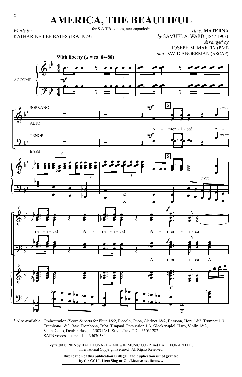 Learn to play David Angerman America, The Beautiful - Festival Edition sheet music for SATB Choir in minutes. Price: 3.9900$ David Angerman America, The Beautiful - Festival Edition sheet music notes and chords arranged for SATB Choir