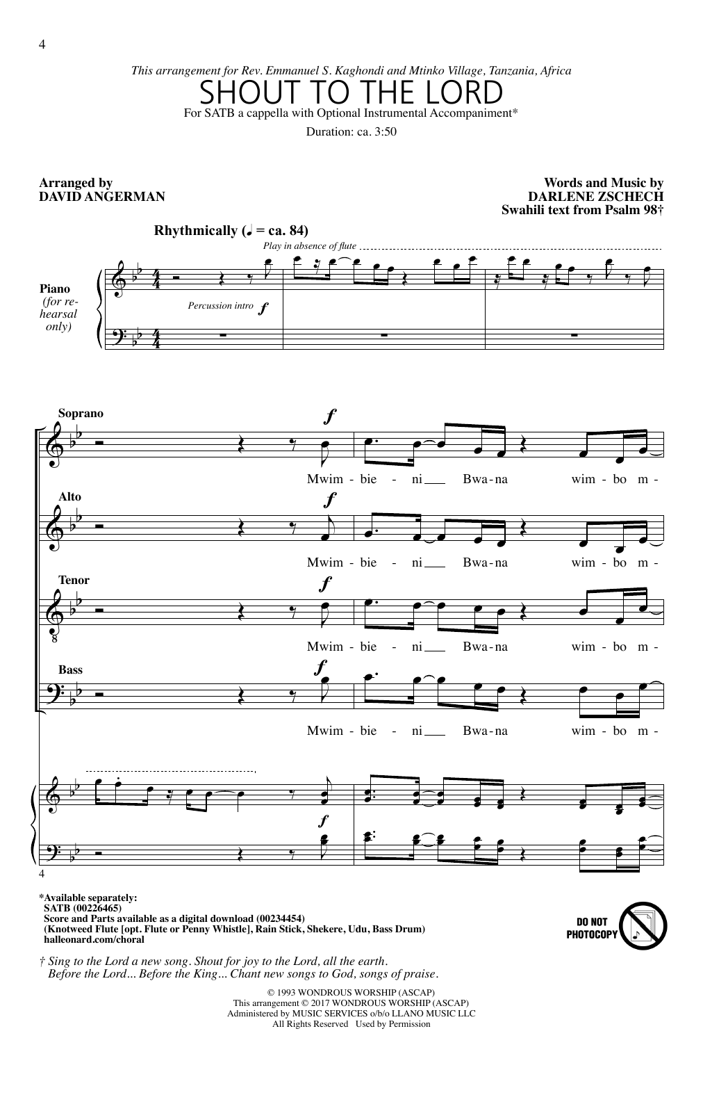 David Angerman Shout To The Lord sheet music notes and chords. Download Printable PDF.