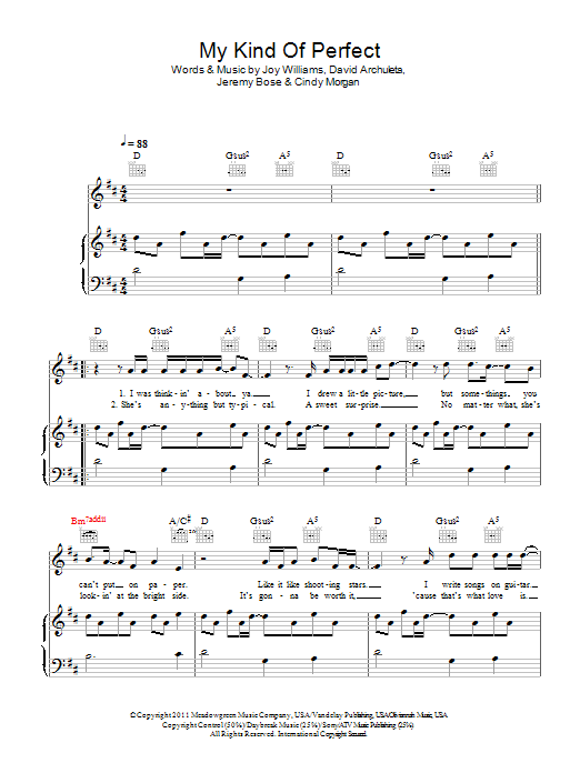 Learn to play David Archuleta My Kind Of Perfect sheet music for Piano, Vocal & Guitar Chords in minutes. Price: 7.8900$ David Archuleta My Kind Of Perfect sheet music notes and chords arranged for Piano, Vocal & Guitar Chords