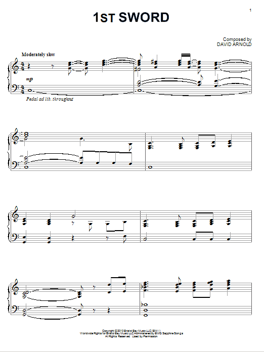 Learn to play David Arnold 1st Sword sheet music for Piano Solo in minutes. Price: 7.8900$ David Arnold 1st Sword sheet music notes and chords arranged for Piano Solo