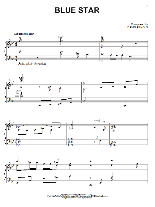 David Arnold Blue Star sheet music notes and chords arranged for Piano Solo