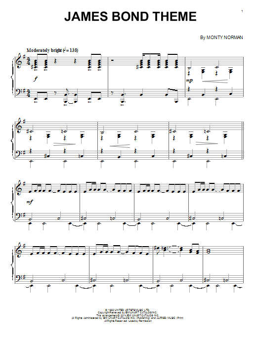 David Arnold James Bond Theme sheet music notes and chords. Download Printable PDF.