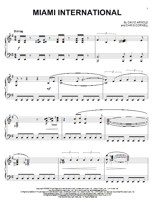 Learn to play David Arnold Miami International sheet music for Piano Solo in minutes. Price: 7.8900$ David Arnold Miami International sheet music notes and chords arranged for Piano Solo