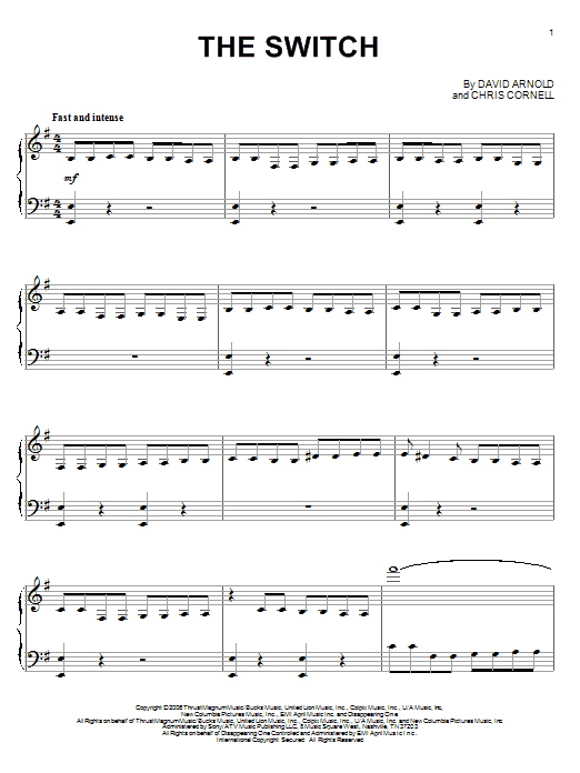 Learn to play David Arnold The Switch sheet music for Piano Solo in minutes. Price: 7.8900$ David Arnold The Switch sheet music notes and chords arranged for Piano Solo
