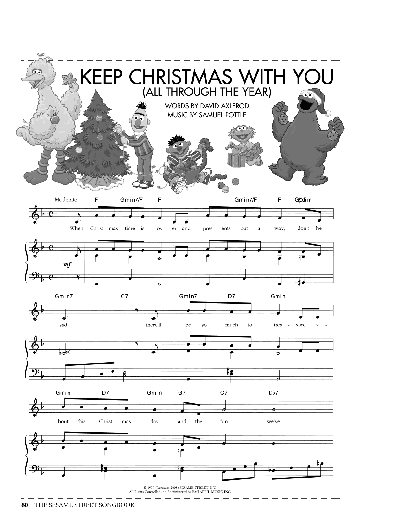 David Axlerod Keep Christmas With You (All Through The Year) (from Sesame Street) sheet music notes and chords. Download Printable PDF.