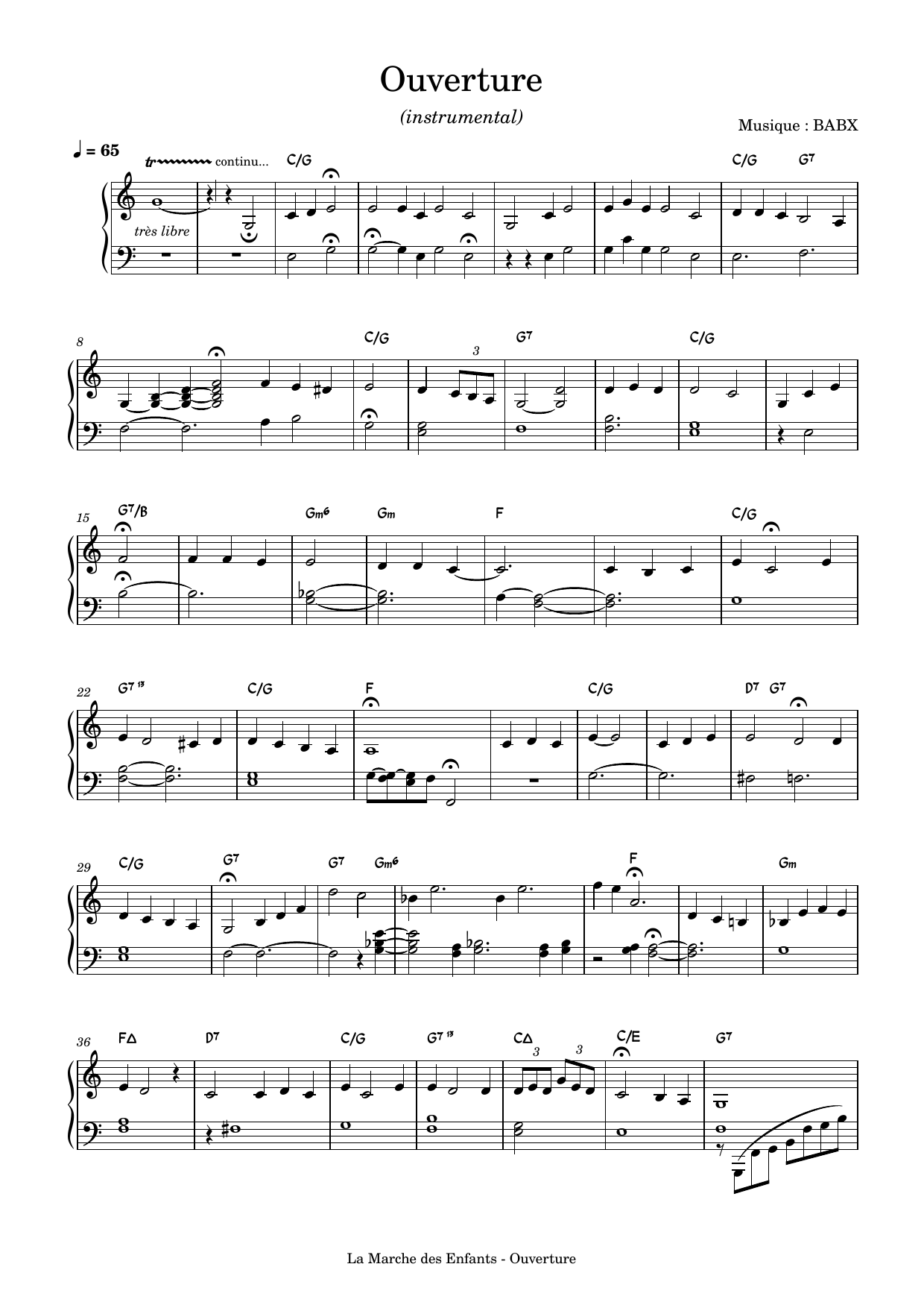 David Babin (Babx) Ouverture sheet music notes and chords arranged for Piano Solo