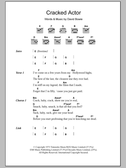 David Bowie Cracked Actor sheet music notes and chords. Download Printable PDF.