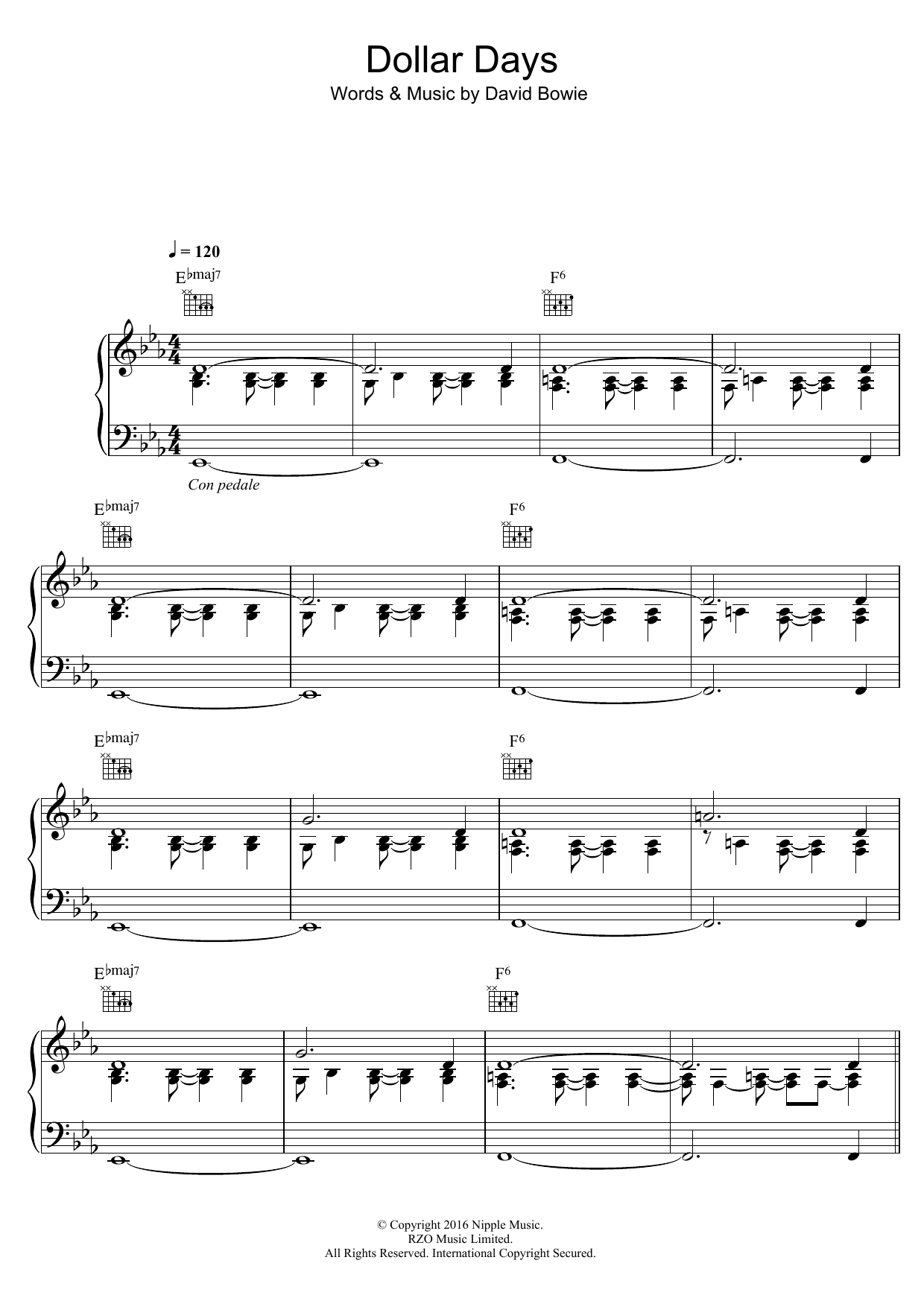 Learn to play David Bowie Dollar Days sheet music for Piano, Vocal & Guitar Chords in minutes. Price: 7.8900$ David Bowie Dollar Days sheet music notes and chords arranged for Piano, Vocal & Guitar Chords