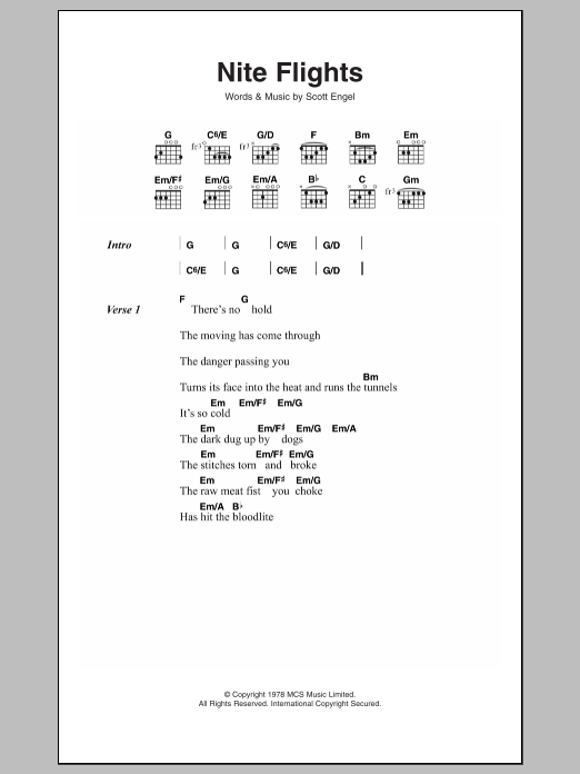 David Bowie Nite Flights sheet music notes and chords arranged for Guitar Chords/Lyrics