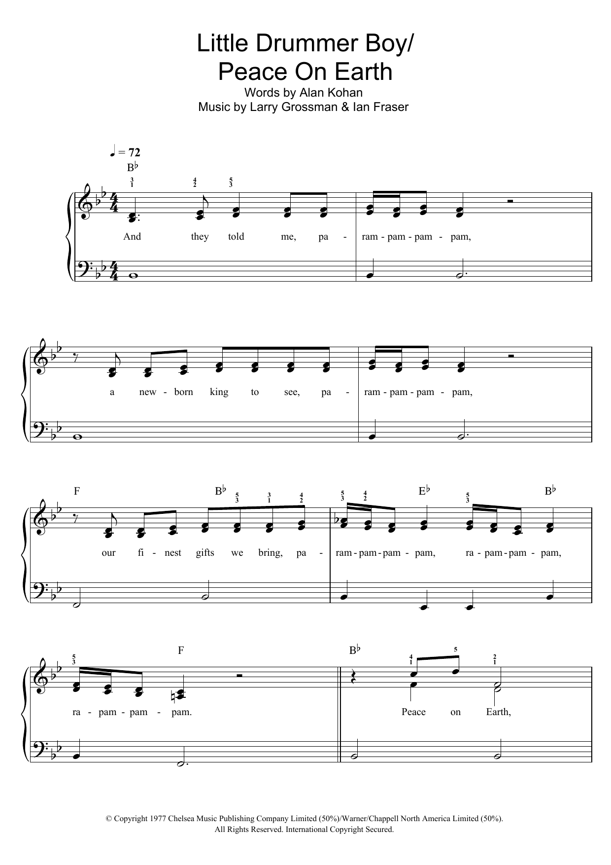 David Bowie & Bing Crosby Peace On Earth / Little Drummer Boy sheet music notes and chords. Download Printable PDF.