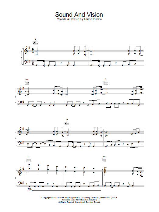 David Bowie Sound And Vision sheet music notes and chords. Download Printable PDF.