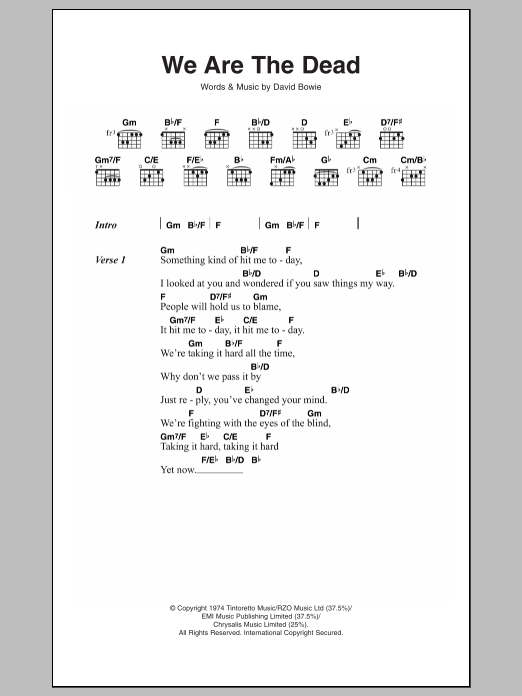 David Bowie We Are The Dead sheet music notes and chords. Download Printable PDF.