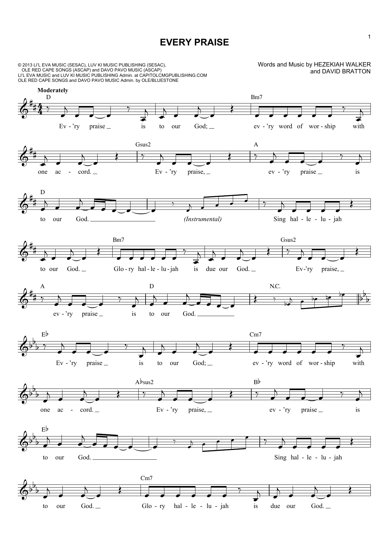 David Bratton Every Praise sheet music notes and chords. Download Printable PDF.