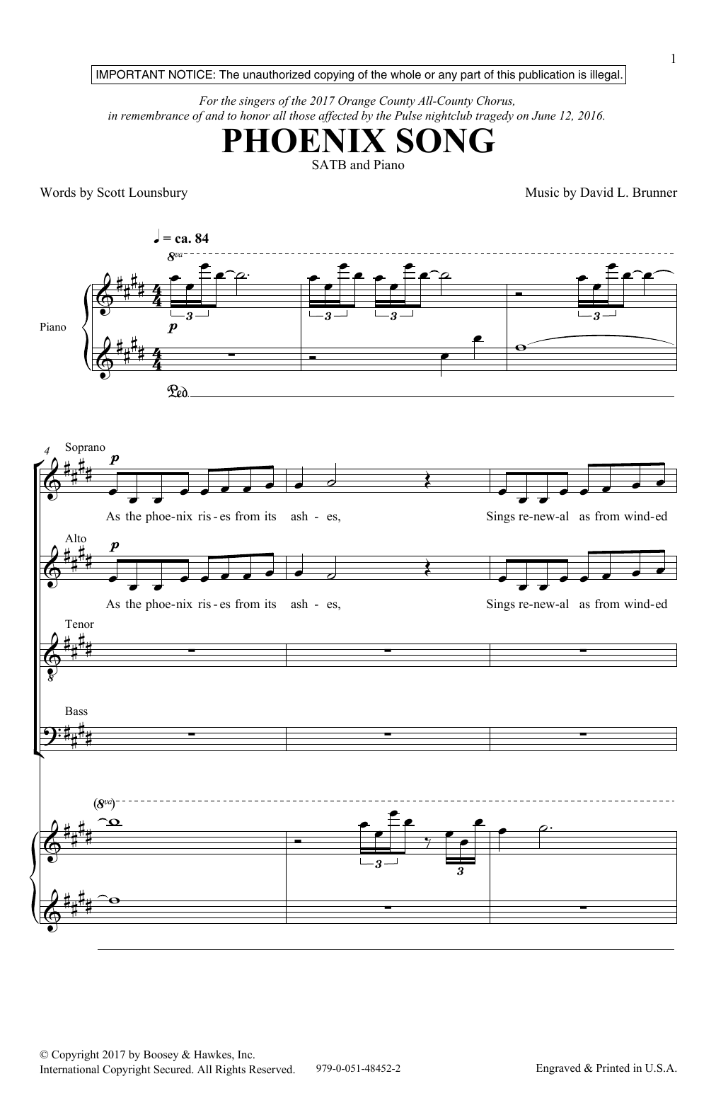 David Brunner Phoenix Song sheet music notes and chords. Download Printable PDF.