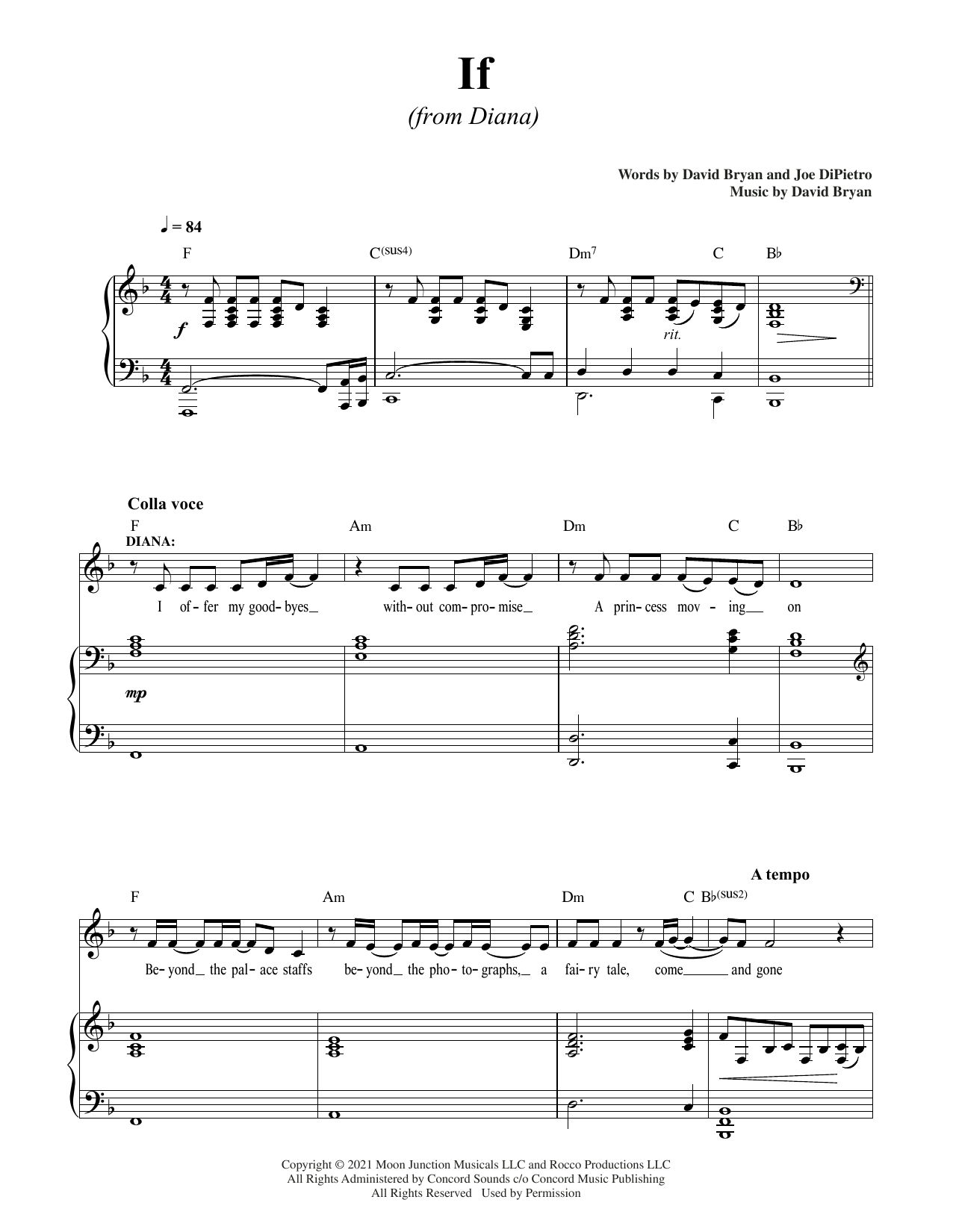 David Bryan & Joe DiPietro If (from Diana) sheet music notes and chords. Download Printable PDF.