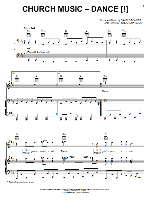 David Crowder Band Church Music - Dance (!) sheet music notes and chords arranged for Piano, Vocal & Guitar Chords (Right-Hand Melody)