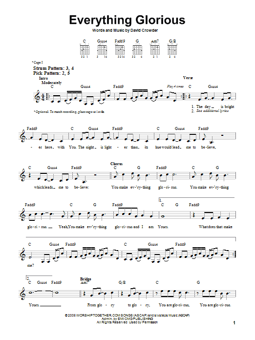 David Crowder Band Everything Glorious sheet music notes and chords. Download Printable PDF.