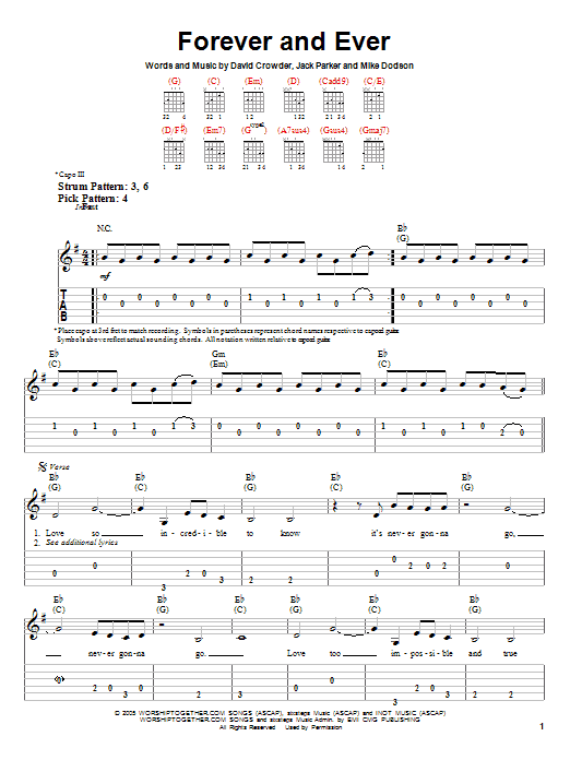 David Crowder Band Forever And Ever sheet music notes and chords. Download Printable PDF.