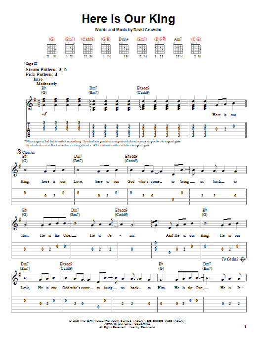 David Crowder Band Here Is Our King sheet music notes and chords. Download Printable PDF.