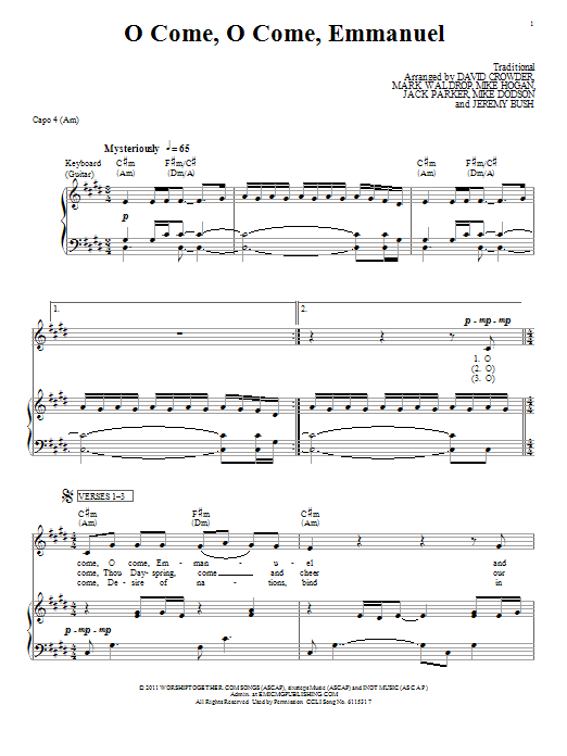 Learn to play David Crowder Band O Come, O Come, Emmanuel sheet music for Piano, Vocal & Guitar Chords (Right-Hand Melody) in minutes. Price: 7.8900$ David Crowder Band O Come, O Come, Emmanuel sheet music notes and chords arranged for Piano, Vocal & Guitar Chords (Right-Hand Melody)