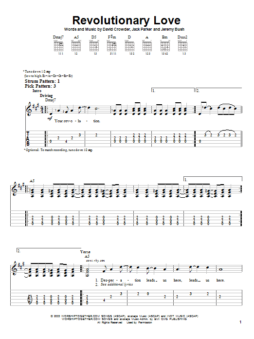 David Crowder Band Revolutionary Love sheet music notes and chords. Download Printable PDF.