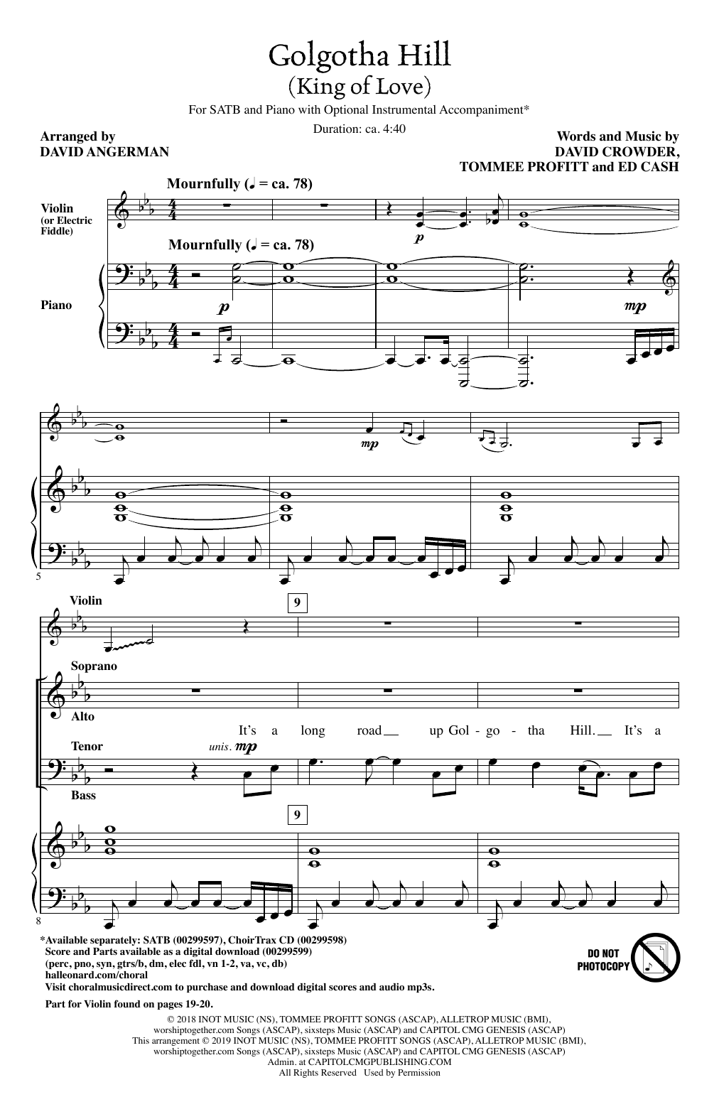 David Crowder Golgotha Hill (King Of Love) (arr. David Angerman) sheet music notes and chords. Download Printable PDF.