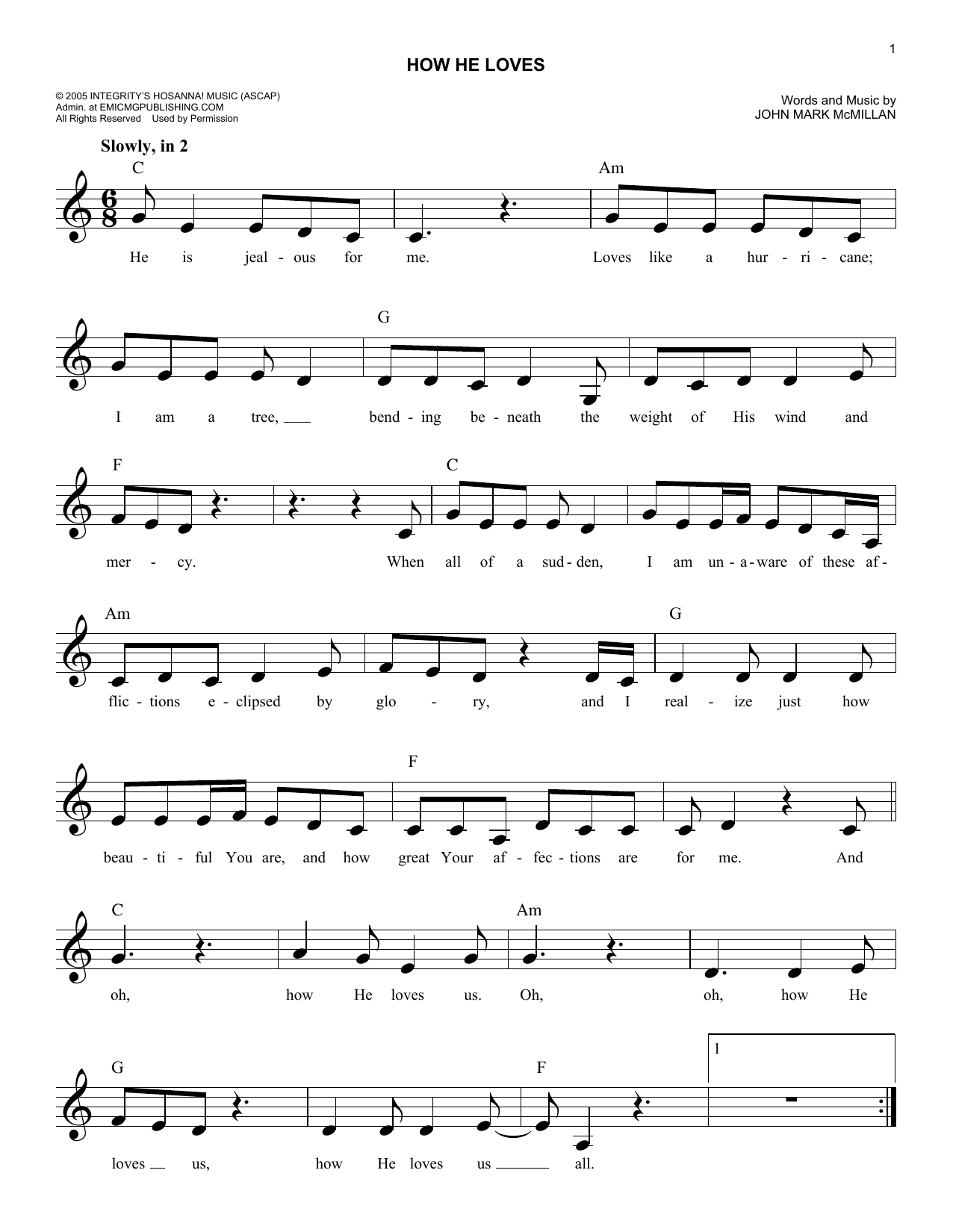 David Crowder*Band How He Loves sheet music notes and chords. Download Printable PDF.