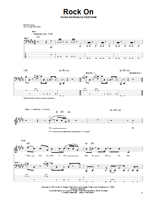 Learn to play David Essex Rock On sheet music for Piano, Vocal & Guitar Chords (Right-Hand Melody) in minutes. Price: 7.8900$ David Essex Rock On sheet music notes and chords arranged for Piano, Vocal & Guitar Chords (Right-Hand Melody)