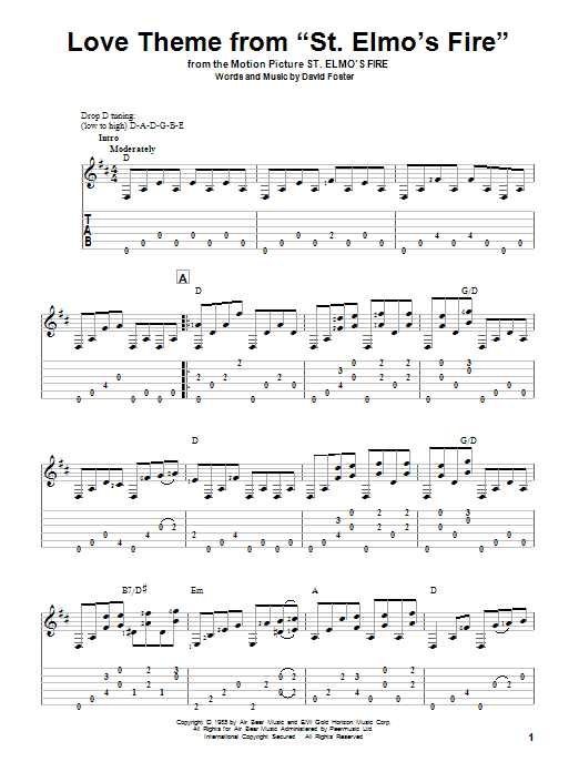 David Foster Love Theme From St. Elmo's Fire sheet music notes and chords. Download Printable PDF.