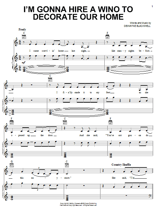 Learn to play David Frizzell I'm Gonna Hire A Wino To Decorate Our Home sheet music for Real Book – Melody, Lyrics & Chords in minutes. Price: 5.9900$ David Frizzell I'm Gonna Hire A Wino To Decorate Our Home sheet music notes and chords arranged for Real Book – Melody, Lyrics & Chords