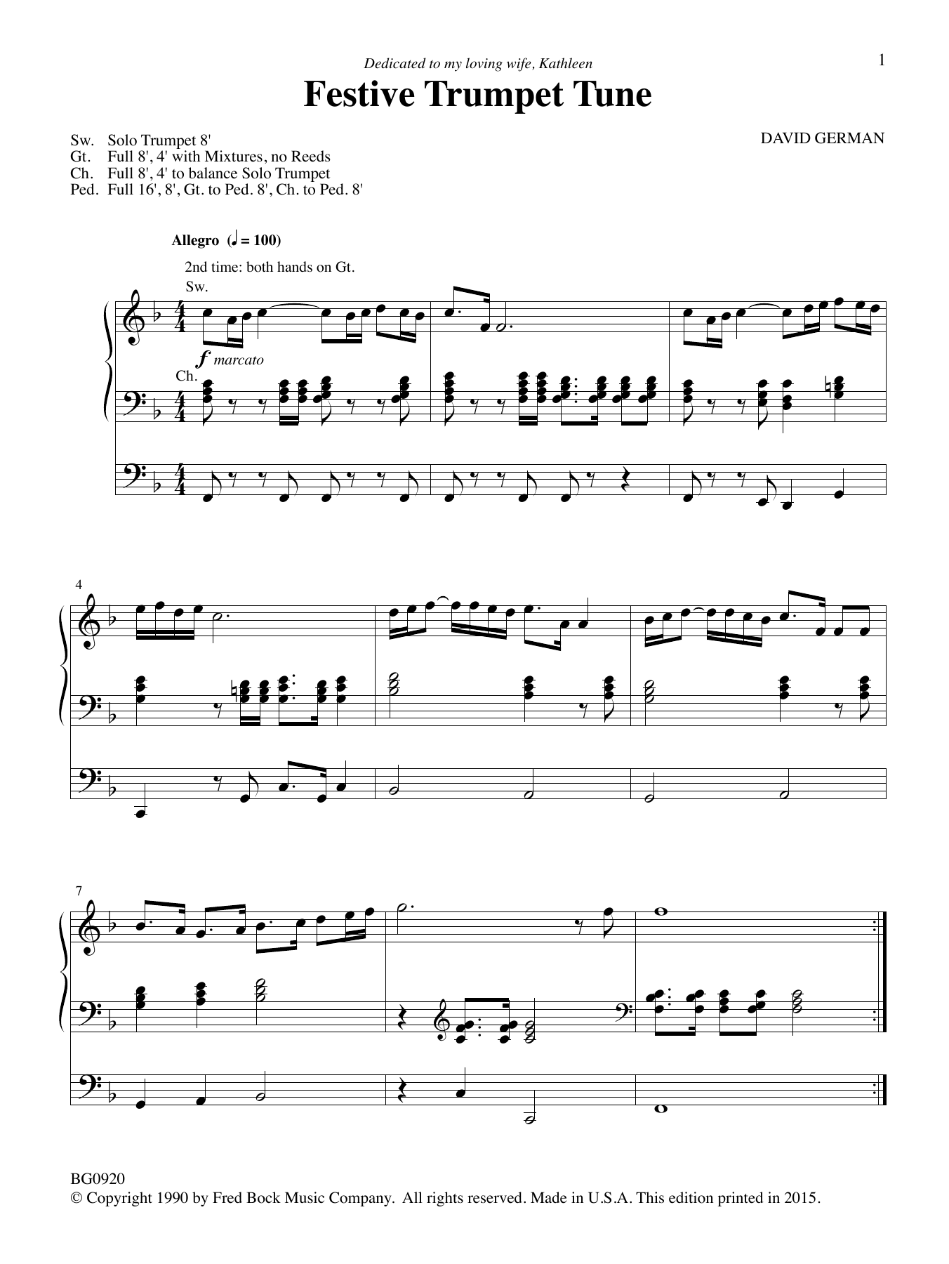 Learn to play David German Festive Trumpet Tune sheet music for Organ in minutes. Price: 11.9700$ David German Festive Trumpet Tune sheet music notes and chords arranged for Organ