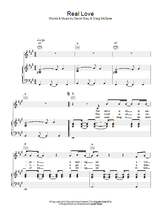 Learn to play David Gray Real Love sheet music for Guitar Tab in minutes. Price: 7.8900$ David Gray Real Love sheet music notes and chords arranged for Guitar Tab