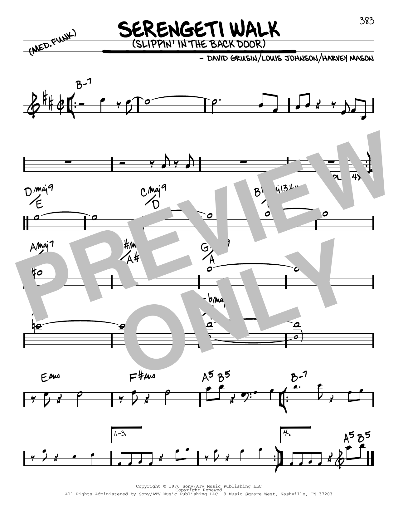 Learn to play David Grusin Serengeti Walk (Slippin' In The Back Door) sheet music for Real Book – Melody & Chords in minutes. Price: 5.9900$ David Grusin Serengeti Walk (Slippin' In The Back Door) sheet music notes and chords arranged for Real Book – Melody & Chords