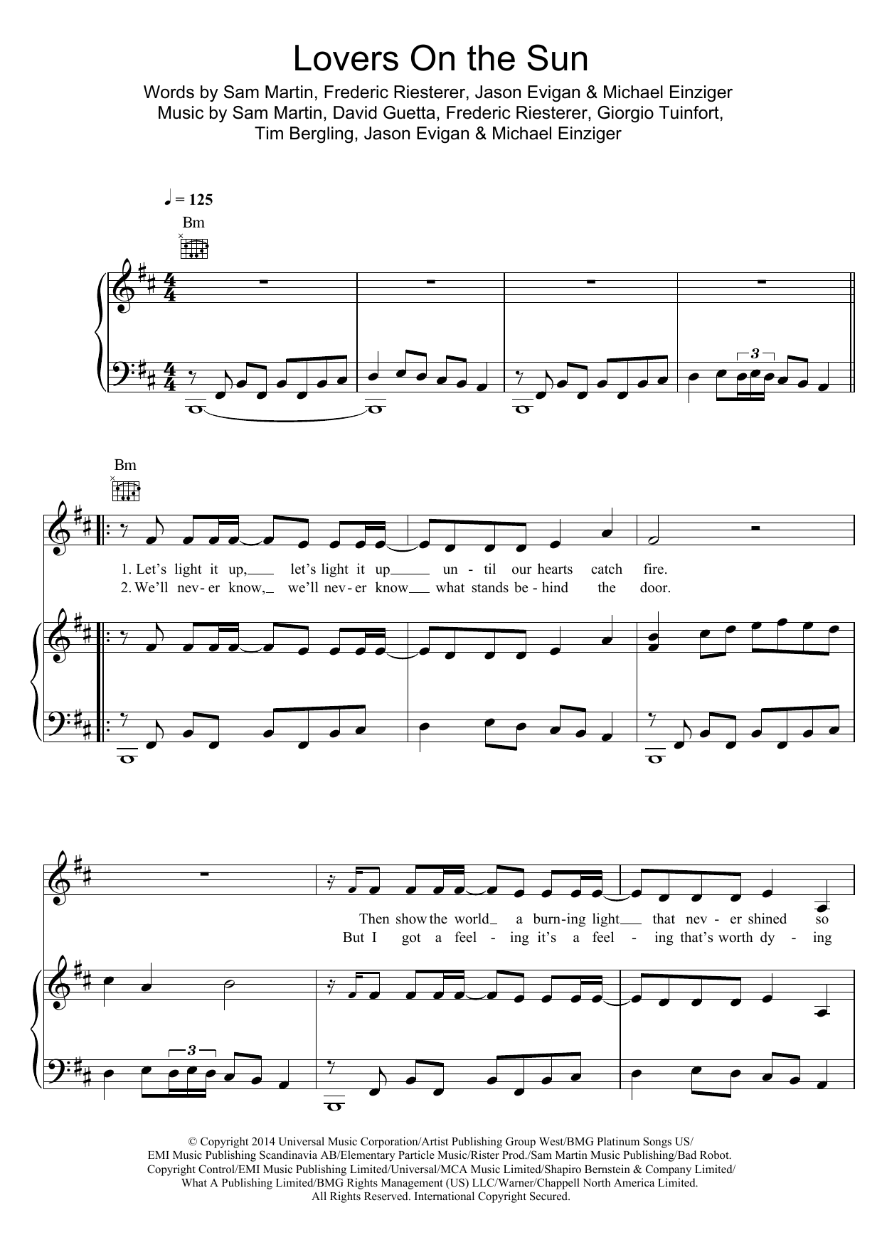 Learn to play David Guetta Lovers On The Sun (feat. Sam Martin) sheet music for Piano, Vocal & Guitar Chords in minutes. Price: 7.8900$ David Guetta Lovers On The Sun (feat. Sam Martin) sheet music notes and chords arranged for Piano, Vocal & Guitar Chords