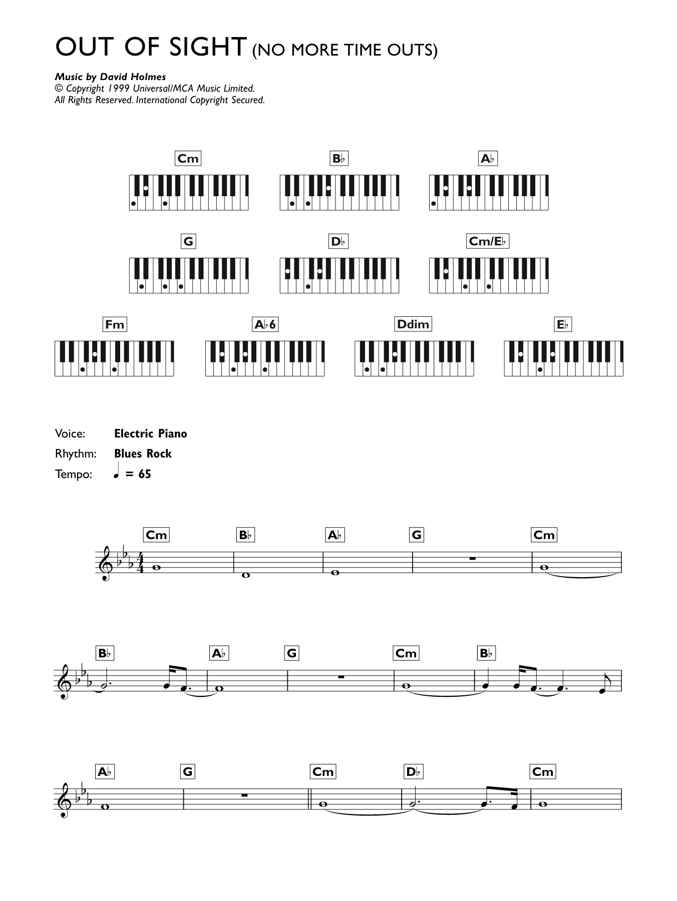 Learn to play David Holmes No More Time Outs (from Out Of Sight) sheet music for Piano Chords/Lyrics in minutes. Price: 4.4900$ David Holmes No More Time Outs (from Out Of Sight) sheet music notes and chords arranged for Piano Chords/Lyrics
