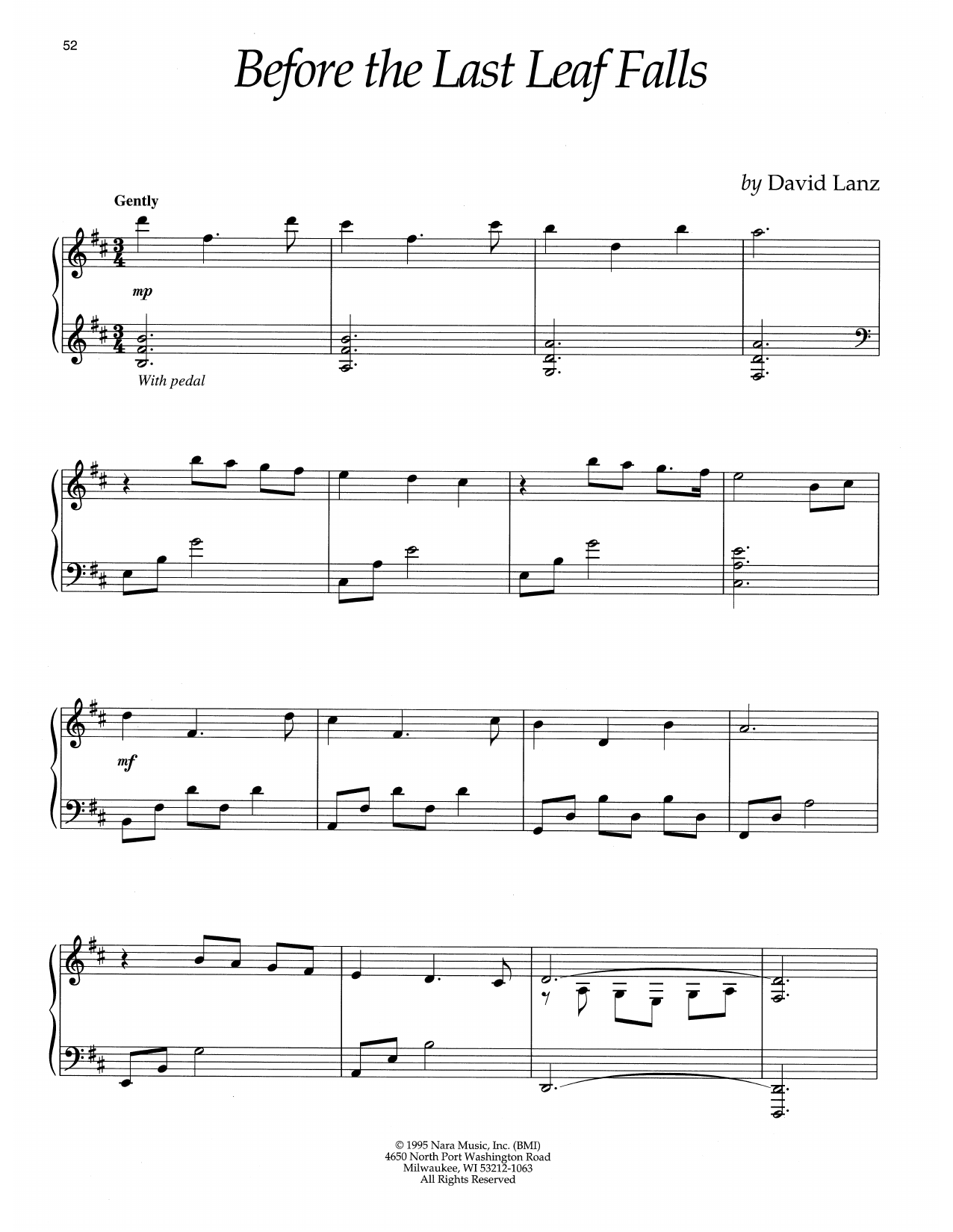 David Lanz Before The Last Leaf Falls sheet music notes and chords. Download Printable PDF.