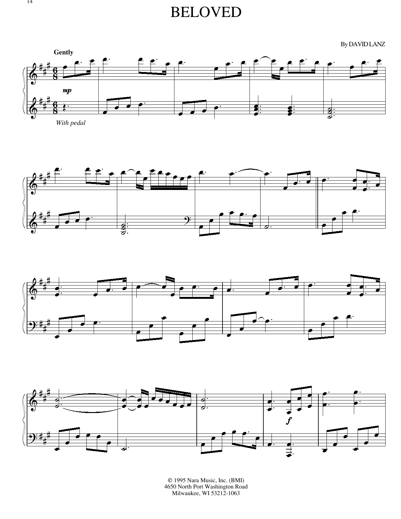 David Lanz Beloved sheet music notes and chords. Download Printable PDF.