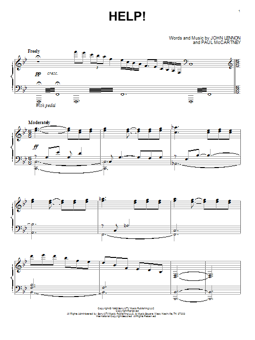 The Beatles Help! sheet music notes and chords arranged for Piano Solo