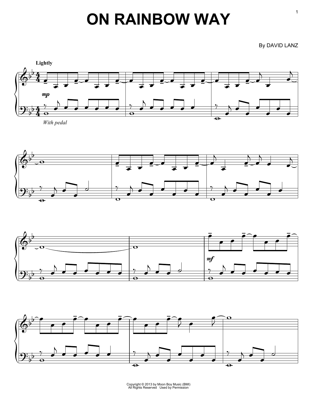 David Lanz On Rainbow Way sheet music notes and chords. Download Printable PDF.