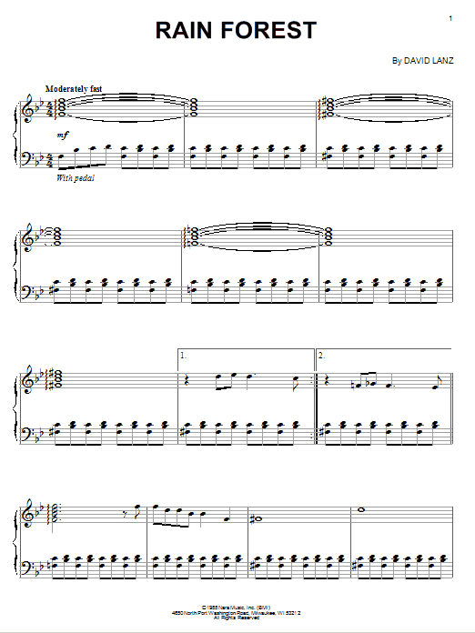 David Lanz Rain Forest sheet music notes and chords arranged for Piano Solo