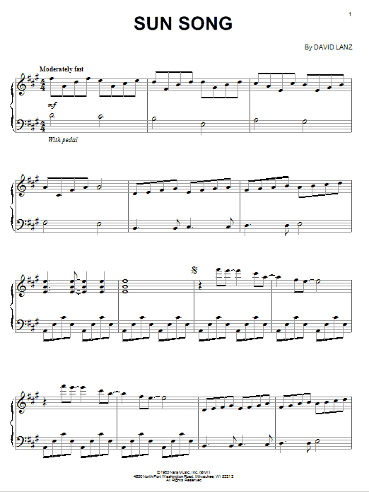 Learn to play David Lanz Sun Song sheet music for Piano Solo in minutes. Price: 7.8900$ David Lanz Sun Song sheet music notes and chords arranged for Piano Solo
