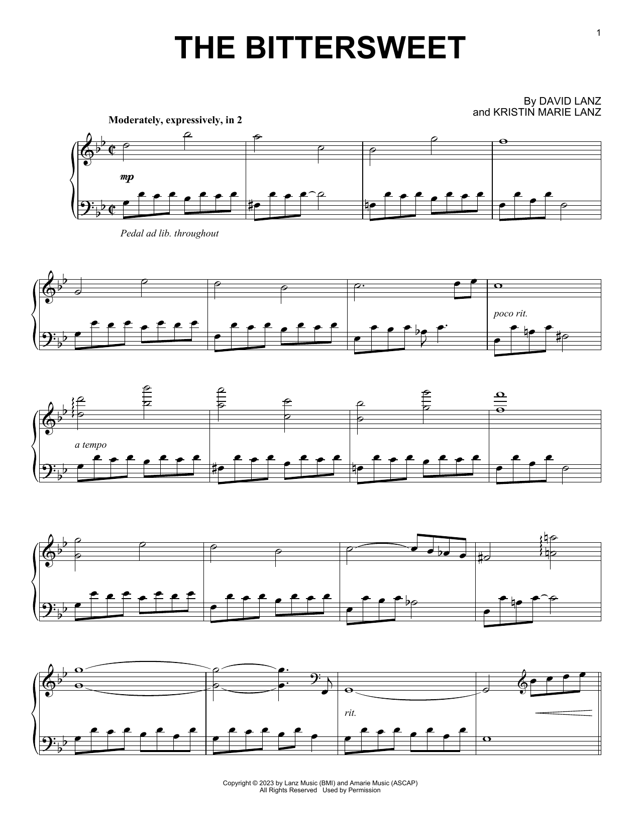 David Lanz The Bittersweet sheet music notes and chords. Download Printable PDF.